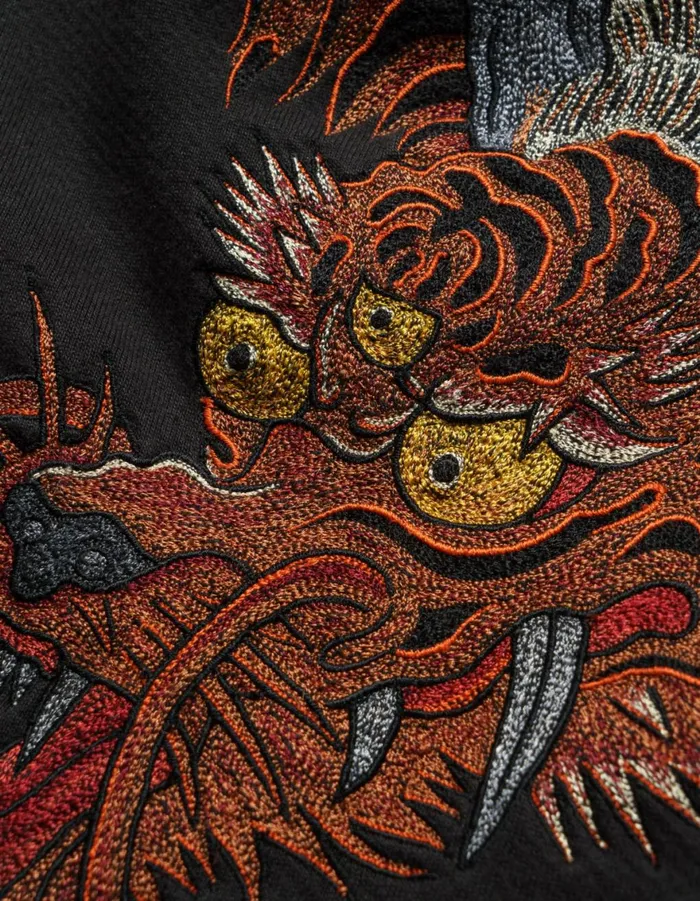 Maharishi Hooded Sweats 6096 Tiger Dragon Hooded Sweat Black 8211 Men
