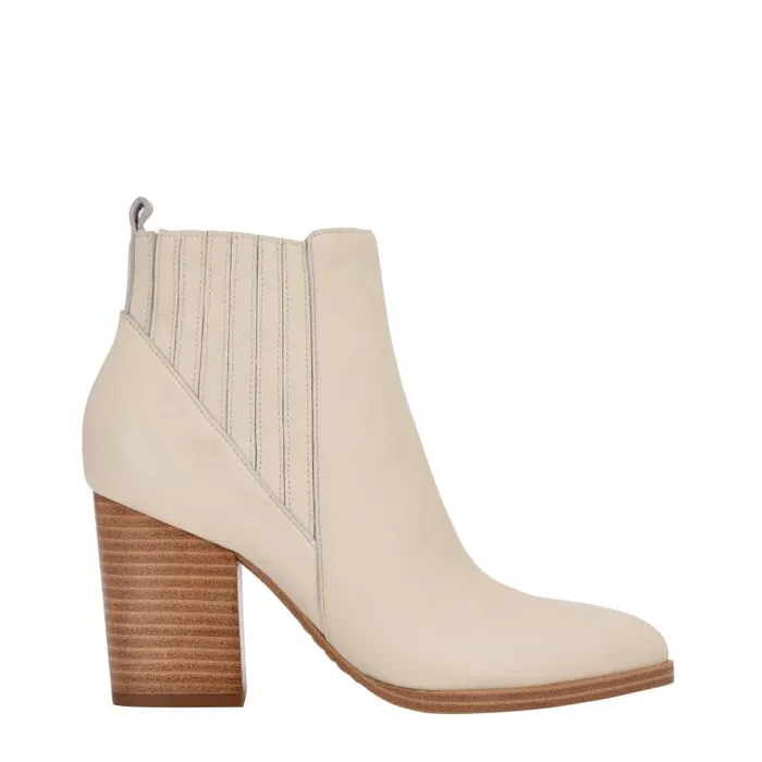 Marc Fisher Boots and Booties Women Alva Pointy Toe Bootie Chic Cream Leather