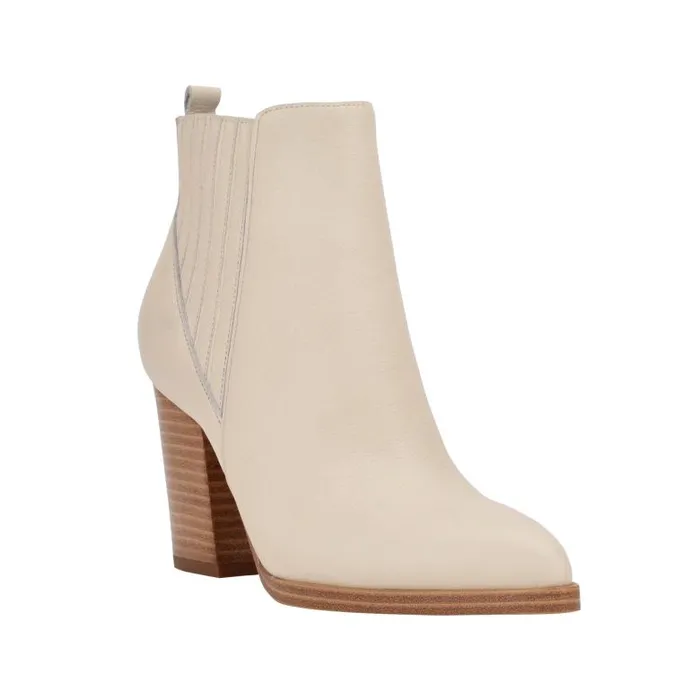 Marc Fisher Boots and Booties Women Alva Pointy Toe Bootie Chic Cream Leather