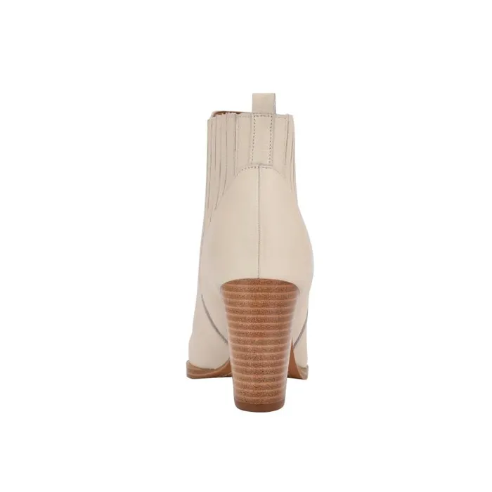 Marc Fisher Boots and Booties Women Alva Pointy Toe Bootie Chic Cream Leather