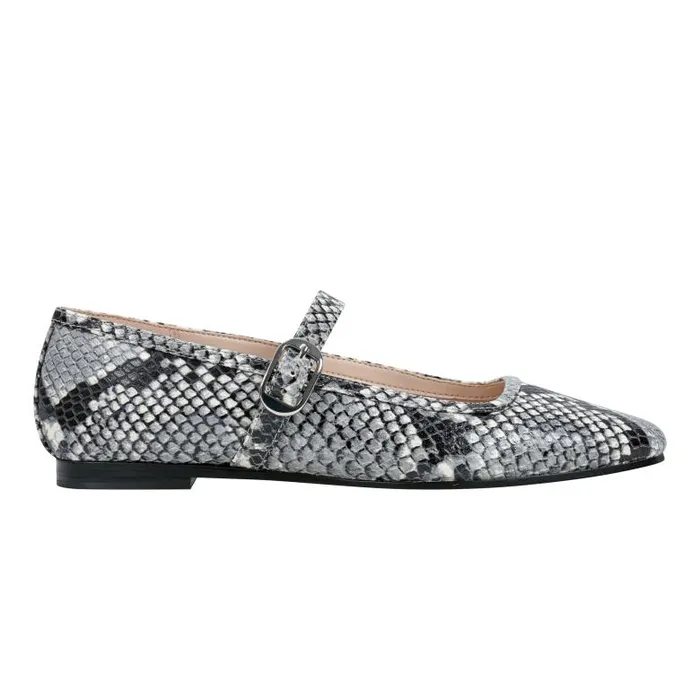 Marc Fisher Loafers and Flats Women Garissa Mary Jane Ballet Flat Natural Snake
