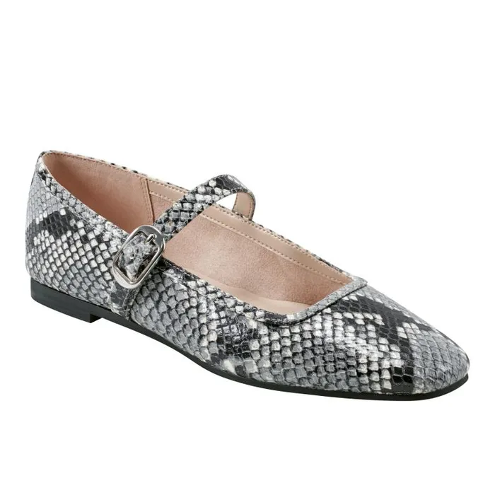 Marc Fisher Loafers and Flats Women Garissa Mary Jane Ballet Flat Natural Snake