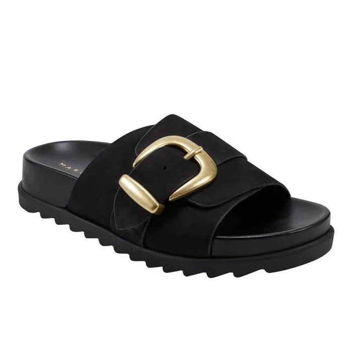 Marc Fisher Mules and Slides Women Hattie Footbed Slide Sandal Black