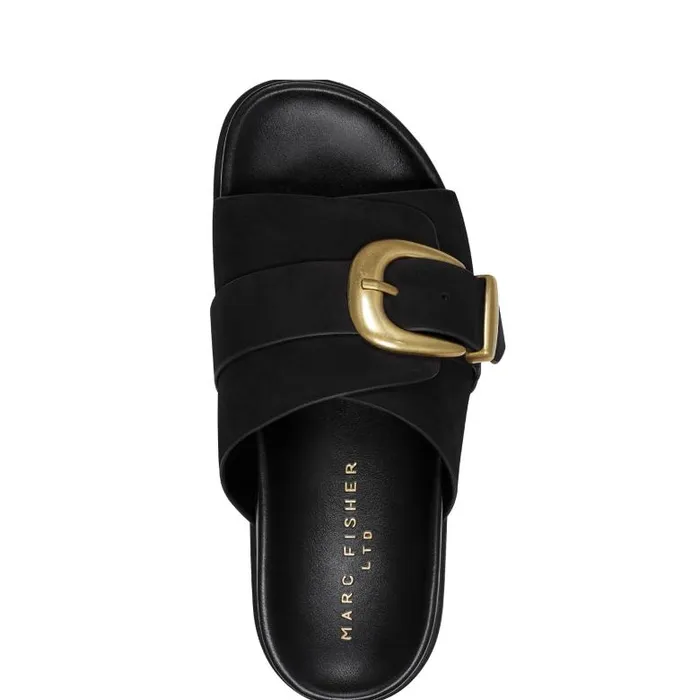 Marc Fisher Mules and Slides Women Hattie Footbed Slide Sandal Black