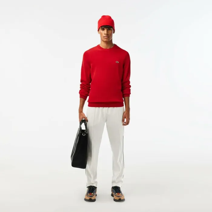 Matching Sets Men Lacoste Crew Neck Cotton Sweater Red 240