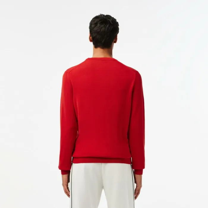 Matching Sets Men Lacoste Crew Neck Cotton Sweater Red 240