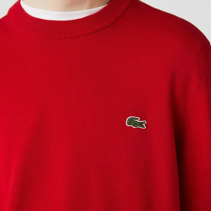 Matching Sets Men Lacoste Crew Neck Cotton Sweater Red 240