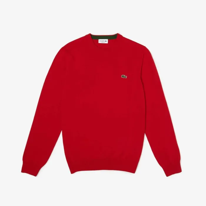 Matching Sets Men Lacoste Crew Neck Cotton Sweater Red 240