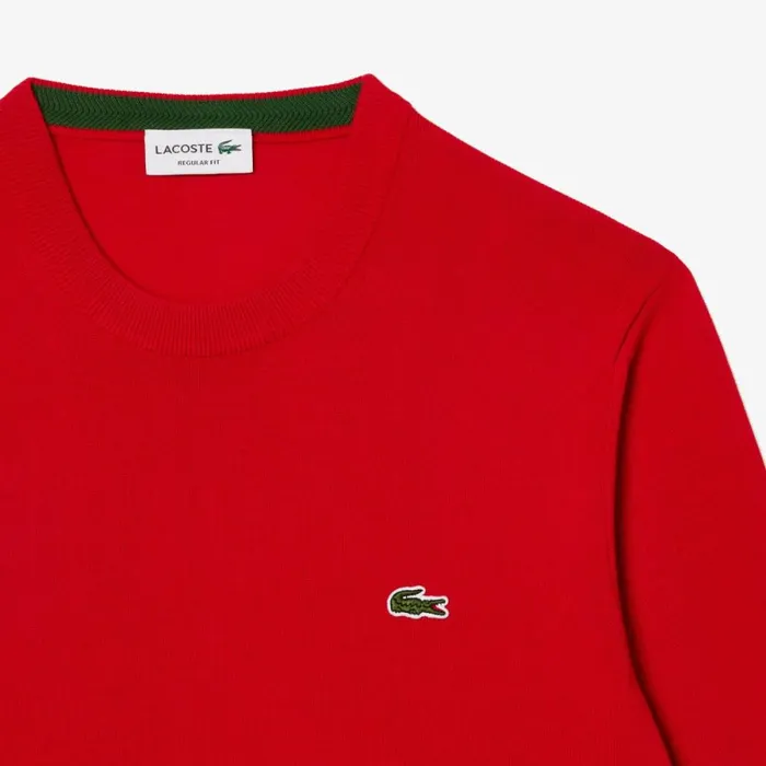 Matching Sets Men Lacoste Crew Neck Cotton Sweater Red 240