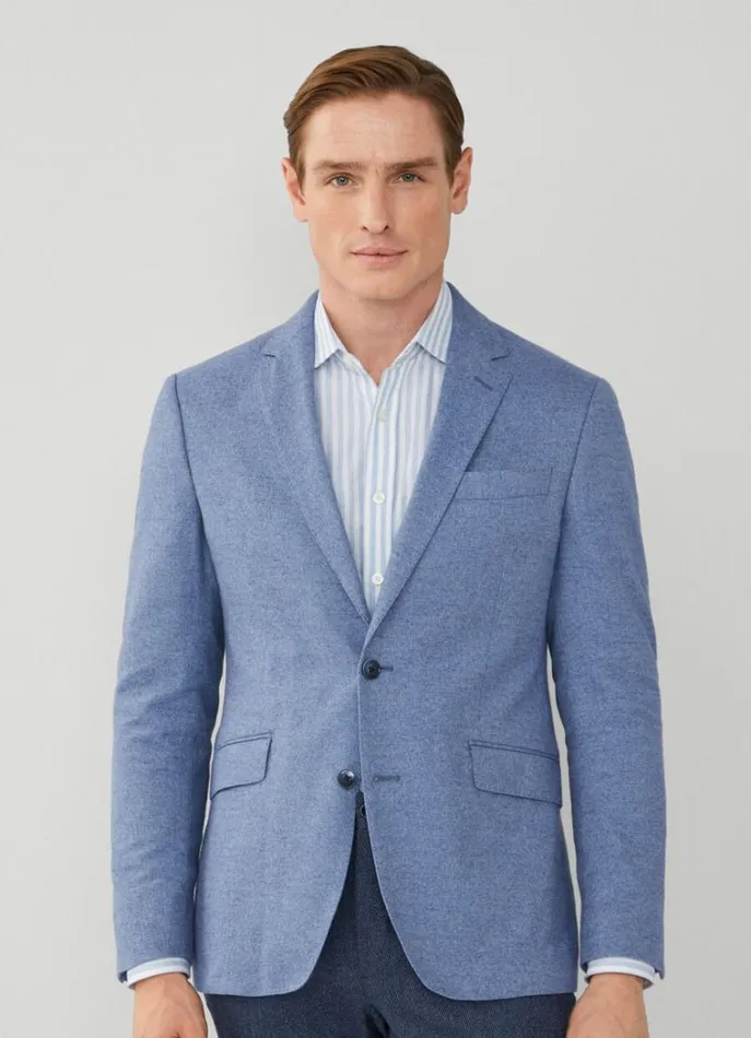 Men Blazers Hackett London Herringbone Blazer Blue