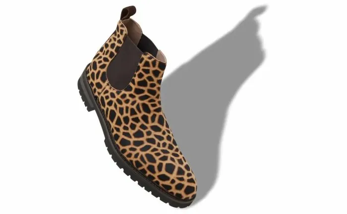 Men Brown Calf Hair Animal Print Ankle Boots Manolo Blahnik Gifts For Him