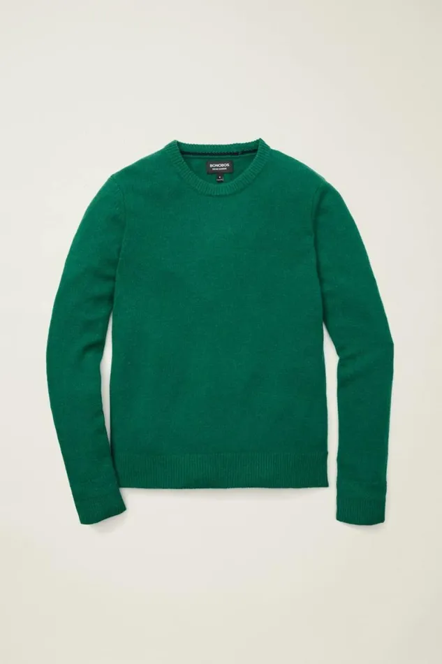 Men Cashmere Crew Neck Sweater Blue Green Bonobos Crew and VNeck Sweaters