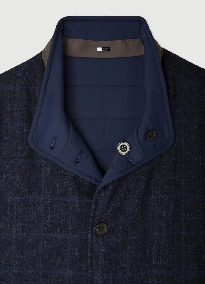 Men Coats and Jackets Hackett London Reversible Wool And Nylon Gilet Navy