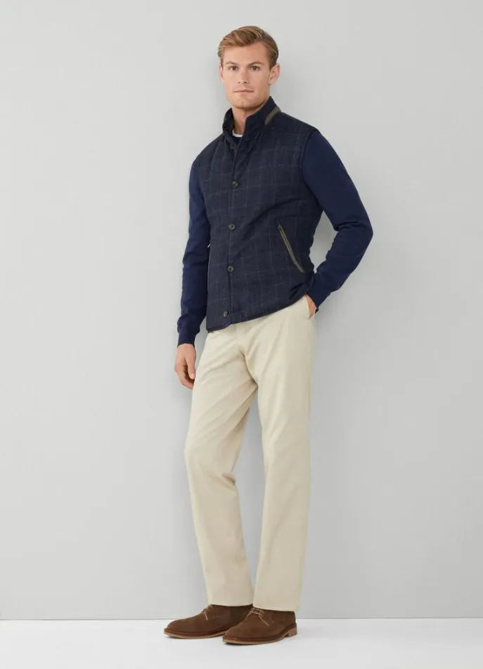 Men Coats and Jackets Hackett London Reversible Wool And Nylon Gilet Navy