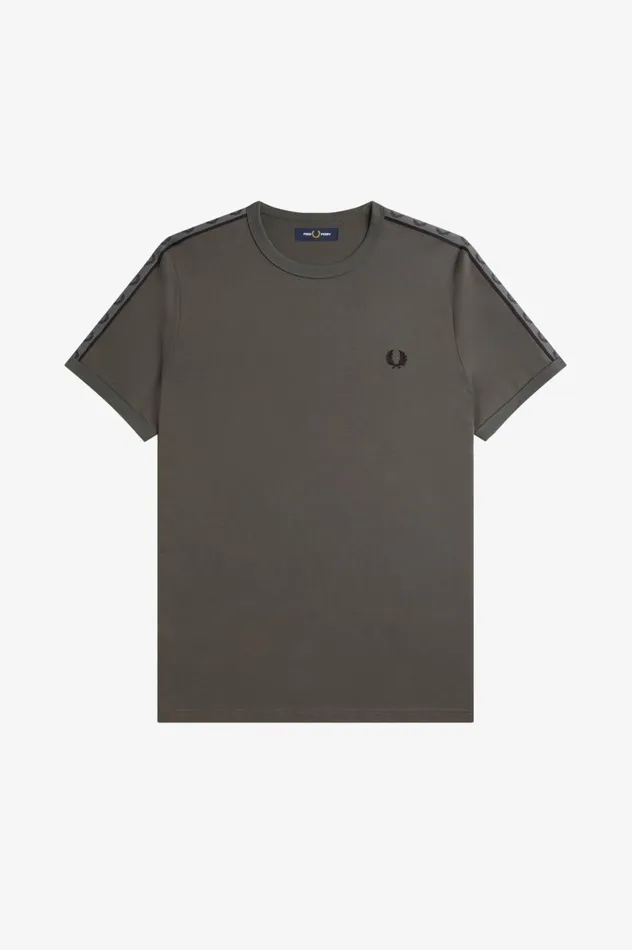 Men Contrast Tape Ringer TShirt Field Green Fred Perry TShirts