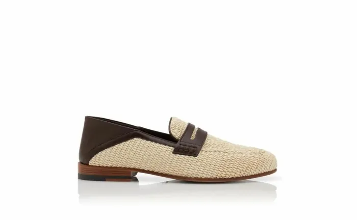 Men Cream And Red Raffia Penny Loafers Manolo Blahnik Loafers