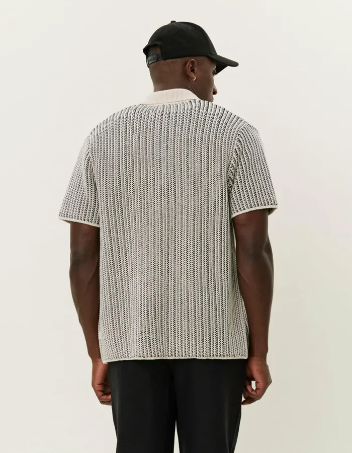 Men Easton Knitted SS Shirt 8211 IvoryBlack Les Deux Knitwear