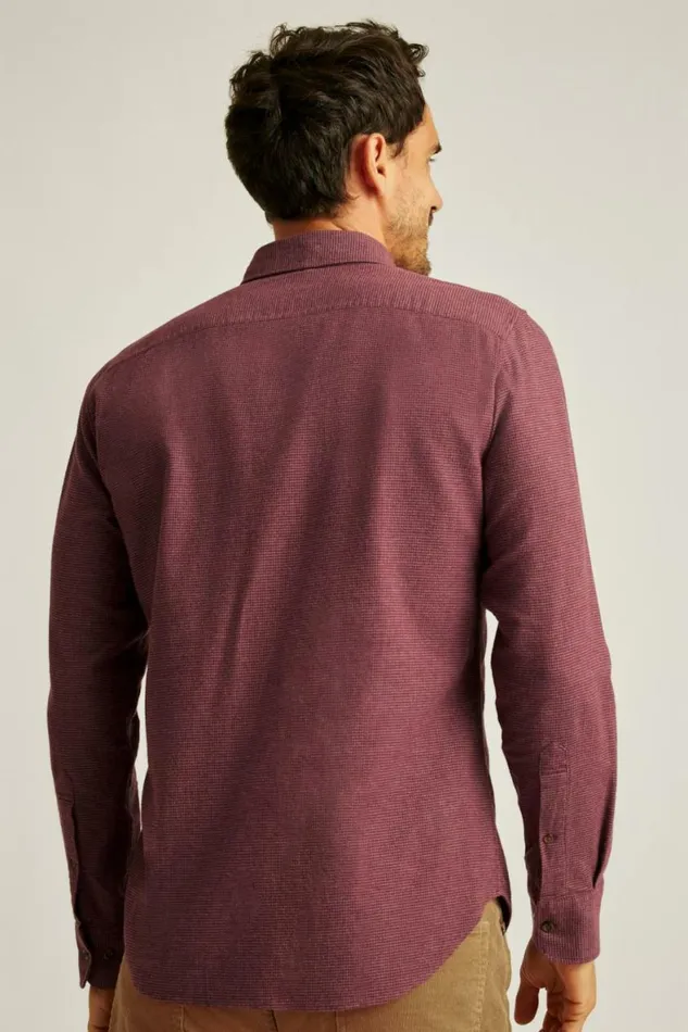 Men Everyday Lightweight Flannel Shirt Burgundy Micro Houndstooth Bonobos Overshirts