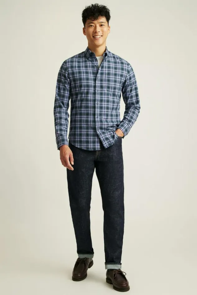 Men Everyday Lightweight Flannel Shirt Navy Lavender Plaid Bonobos Overshirts Men Everyday Lightweight Flannel Shirt Navy Lavender Plaid Bonobos Overshirts