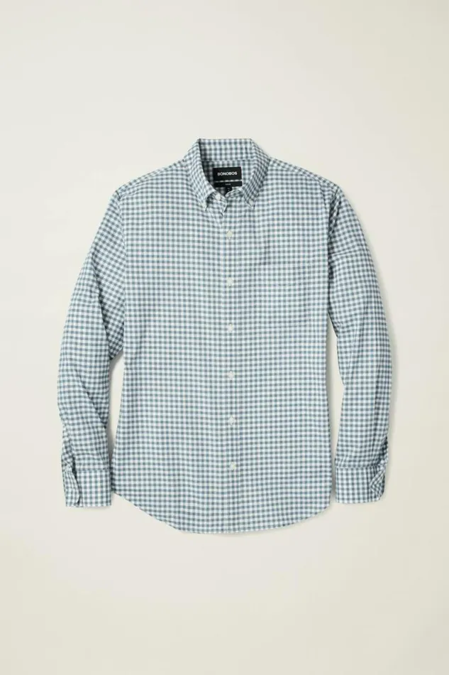 Men Everyday Shirt Blue Ocean Plaid Bonobos Business Casual Shirts