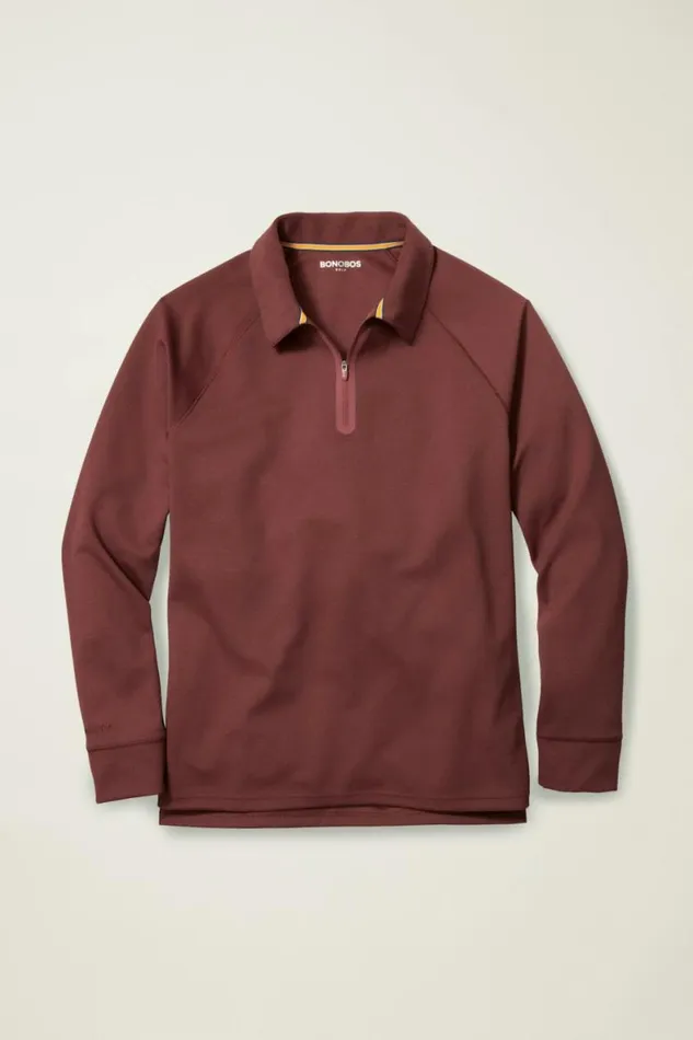 Men Fall Ball Long Sleeve Golf Polo Bordeaux Bonobos Golf Polos and Tops