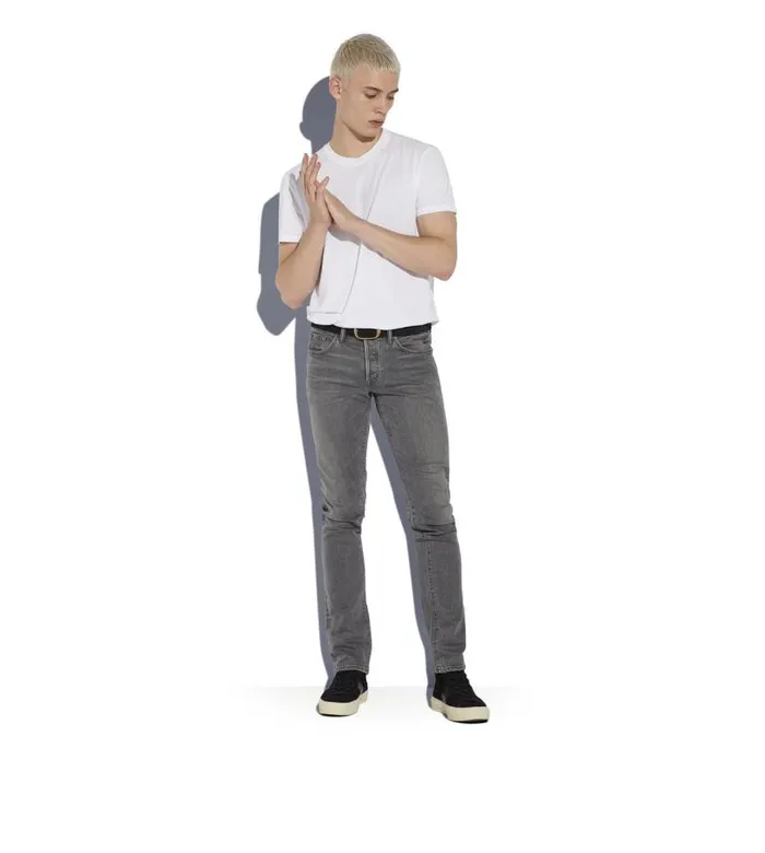Men Jeans Tom Ford Straight Japanese Selvedge Jeans Grey Men Jeans Tom Ford Straight Japanese Selvedge Jeans Grey
