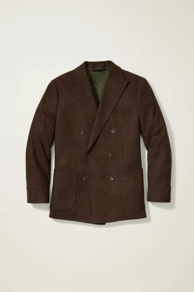 Men Jetsetter Unconstructed Double Breasted Blazer Walnut Brown Bonobos Blazers and Sport Coats