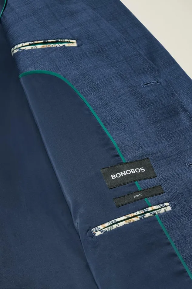 Men Jetsetter Wool Blazer Mid Blue Glen Plaid Bonobos Blazers and Sport Coats