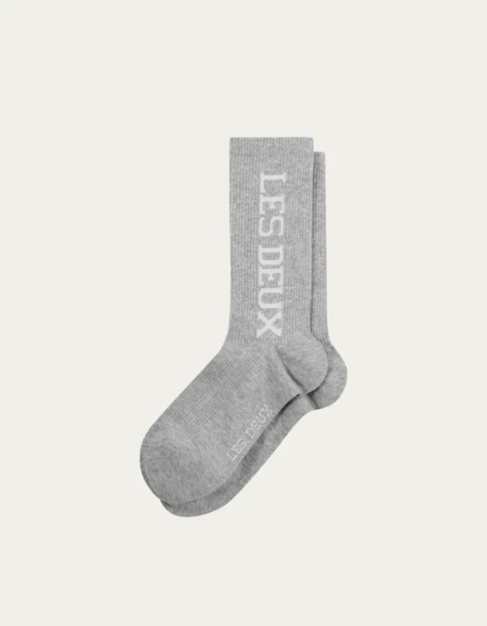 Men Les Deux Vertigo 2Pack Rib Socks 8211 Light Grey MelangeWhite Les Deux Underwear