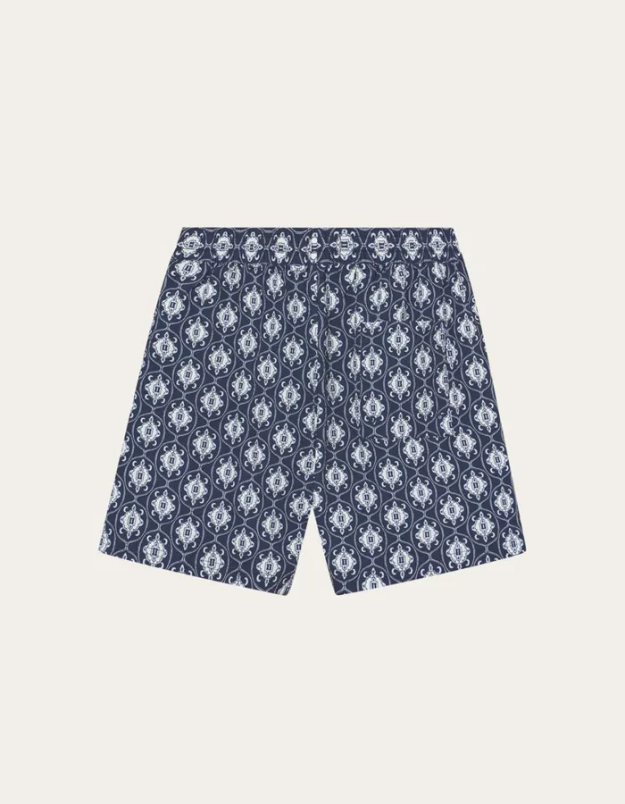 Men Ornament AOP Swim Shorts 8211 Dark NavyLight Blue Les Deux Shorts