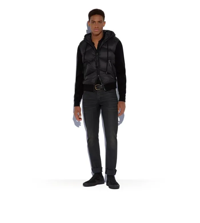 Men Outerwear Tom Ford Nylon Down Cashmere Blend Hooded Blouson Black