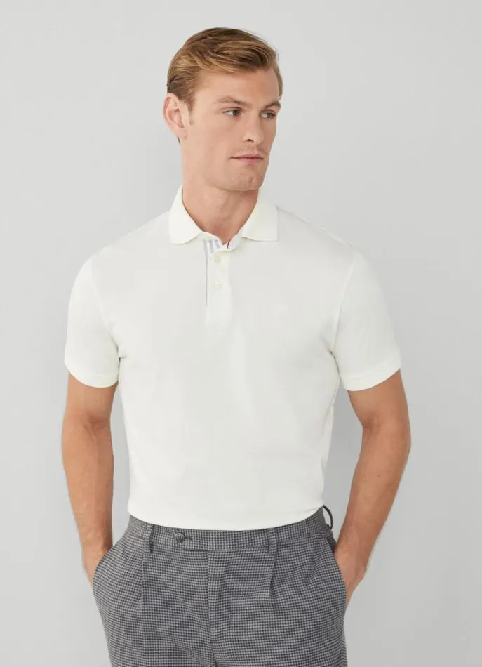 Men Polo Shirts Hackett London Classic Fit Polo Canvas White