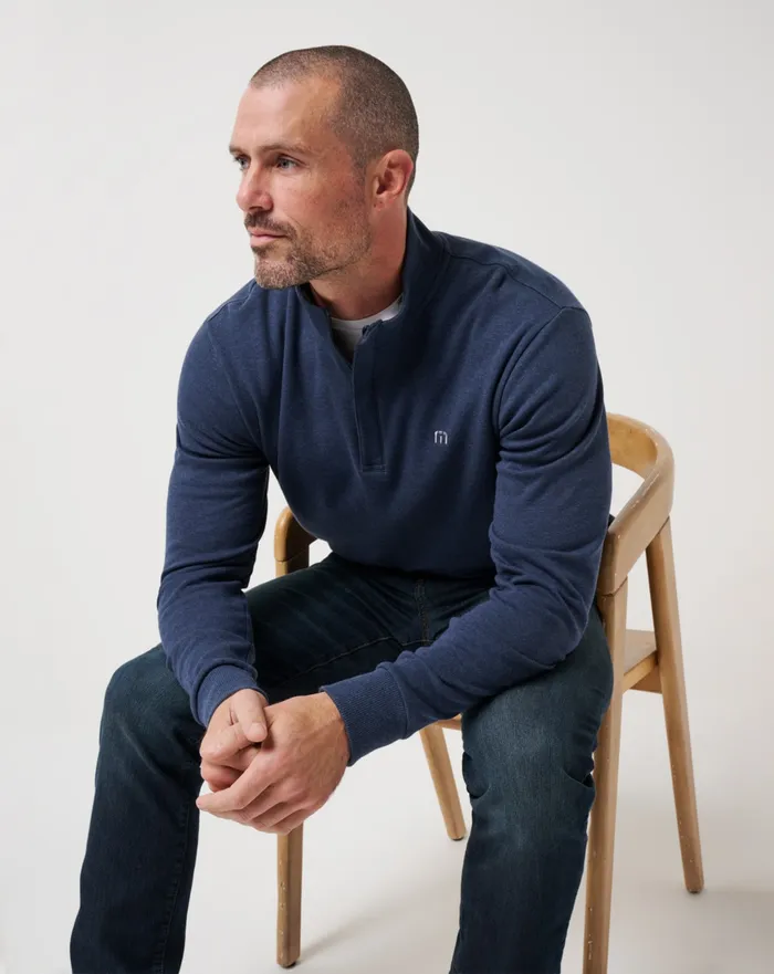 Men Quarter Zips TravisMathew CLOUD QUARTER ZIP 20 Heather Blue
