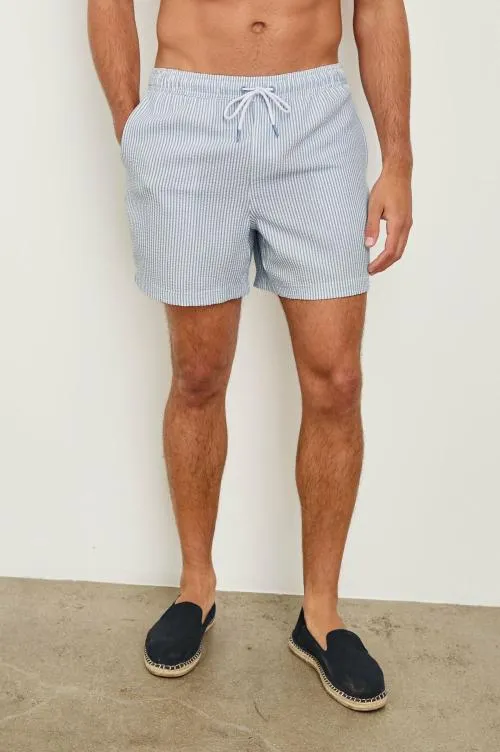 Men Rails Shorts and Swim La Brea Swim Short Blue White Seersucker
