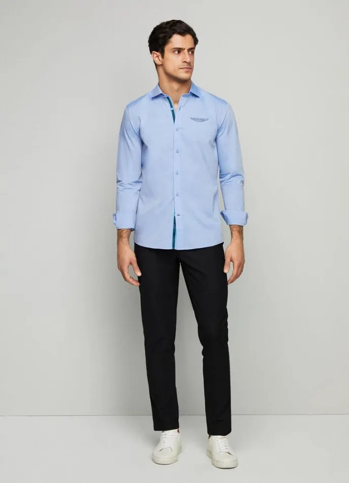 Men Shirts Hackett London Aston Martin Poplin Shirt Chambray Blue