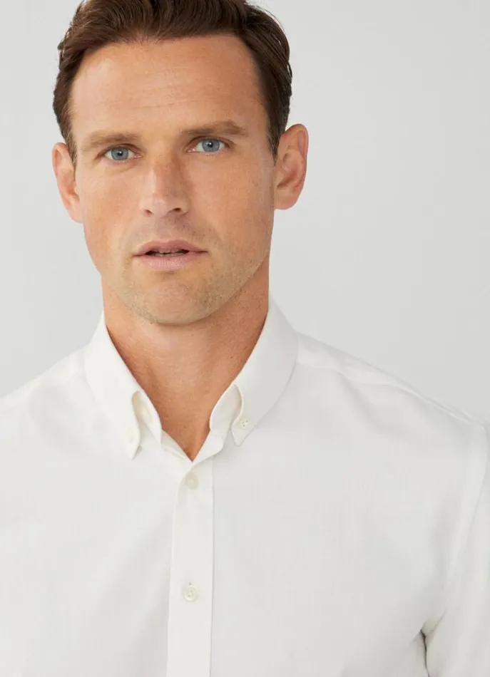 Men Shirts Hackett London Slim Fit Herringbone Shirt White