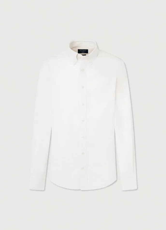 Men Shirts Hackett London Slim Fit Herringbone Shirt White