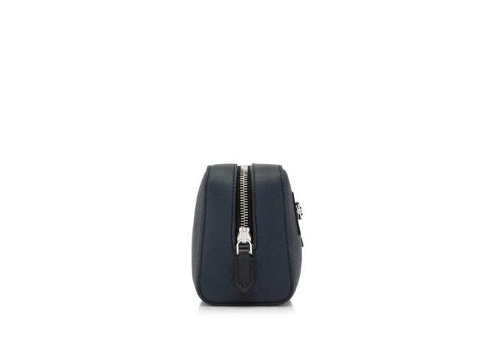 Men Small Leather Goods Tom Ford Grain Leather Smart Wash Bag Midnight Blue Black