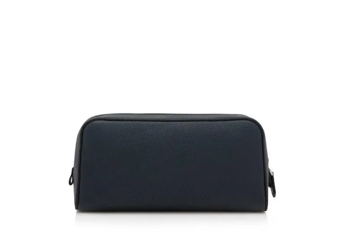 Men Small Leather Goods Tom Ford Grain Leather Smart Wash Bag Midnight Blue Black