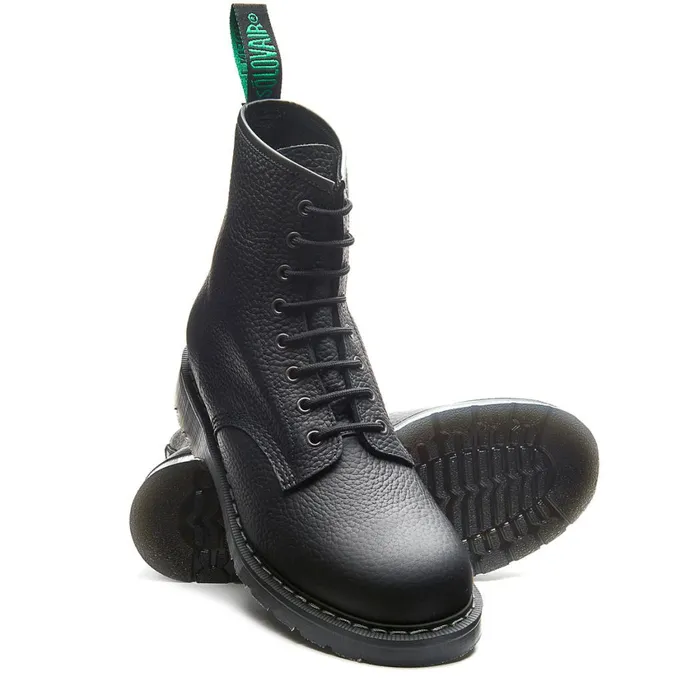 Men Solovair Derby Boots Black Greasy Grain 8 Eye Derby Boot