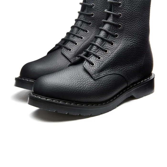 Men Solovair Derby Boots Black Greasy Grain 8 Eye Derby Boot