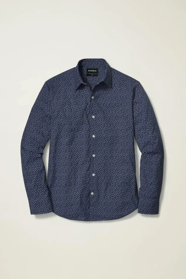 Men Tech Button Down Shirt Blue Gull Lake Geo Bonobos Business Casual Shirts