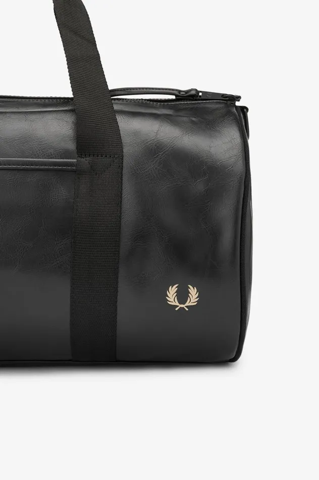 Men Tonal PU Barrel Bag Black Fred Perry Bags