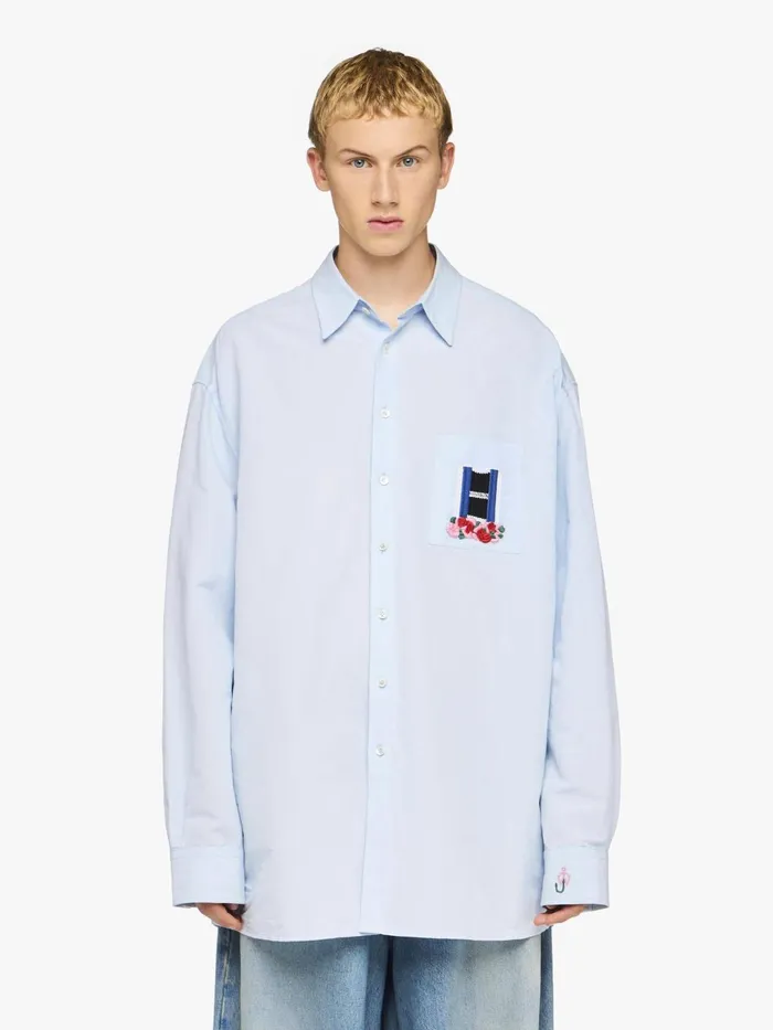 Men Tops and Shirts JW Anderson 039WINDOW039 EMBROIDERED SHIRT Light Blue