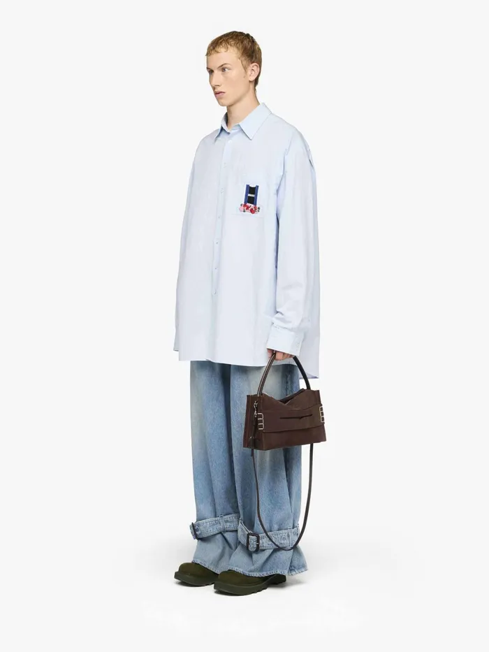 Men Tops and Shirts JW Anderson 039WINDOW039 EMBROIDERED SHIRT Light Blue