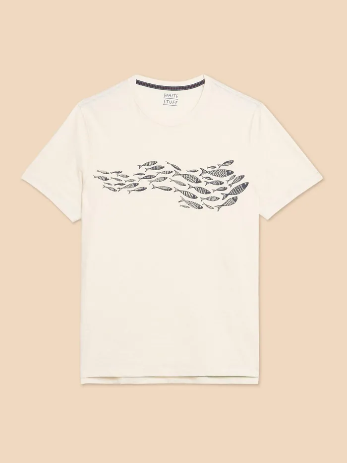 Men White Stuff Clothing Shoal Fish Graphic Tee Men White Stuff Clothing Shoal Fish Graphic Tee