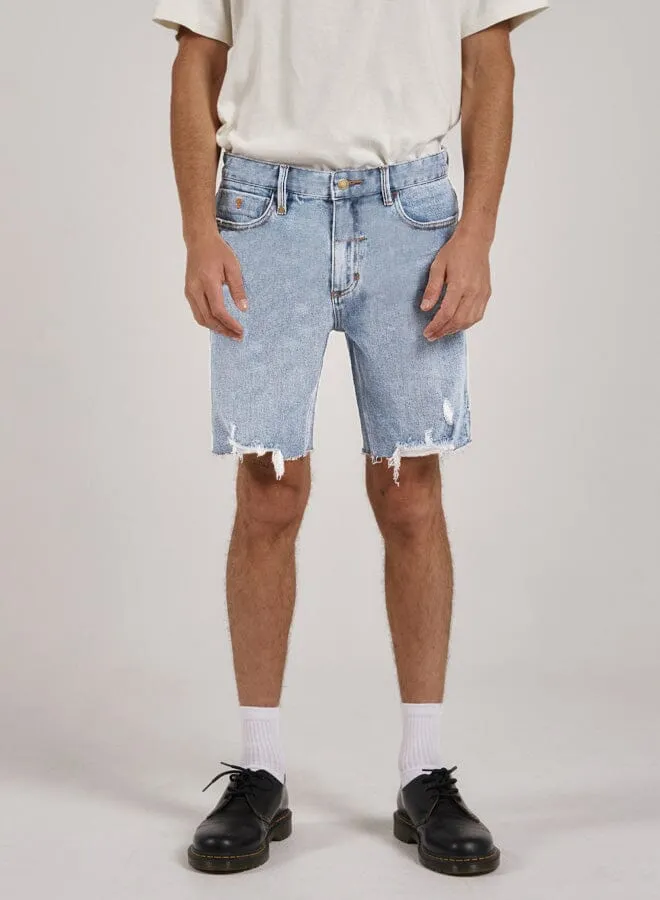 Mens Destroyed Bones Denim Short Ash Blue Thrills Denim Shorts