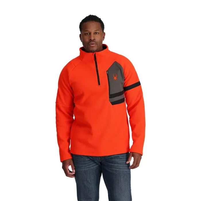 Mens Wengen Bandit Half Zip Twisted Orange Spyder Fleece