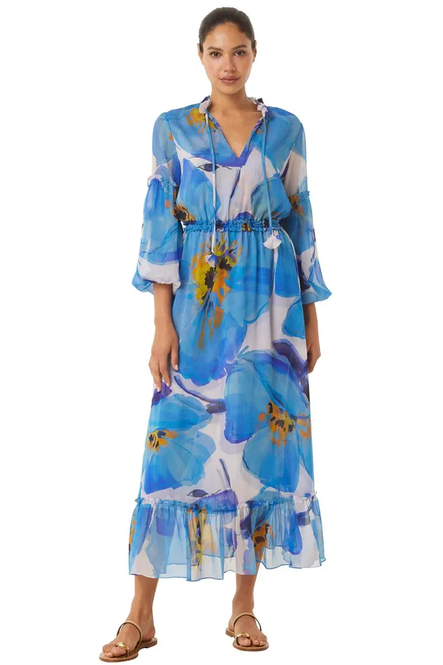 MISA Los Angeles AMATA DRESS Blue Poppy Women Dresses