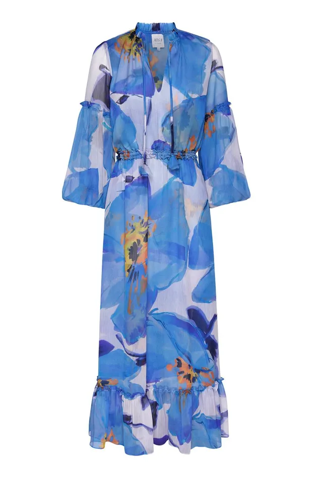 MISA Los Angeles AMATA DRESS Blue Poppy Women Dresses